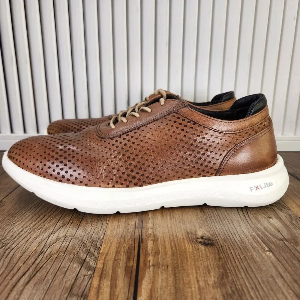 Flag LTD Kendrick Perf U-Throat Mens Sz 9M Brown Leather Perforated Preppy Shoes